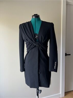 Zara Black Twist-Waist Blazer Dress
